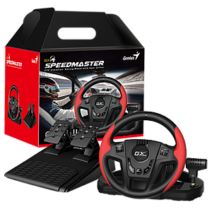 לקובץ הגה מרוצים דוושות וידית הילוכים GENIUS SpeedMaster לקובץ הגה מרוצים דוושות וידית הילוכים GENIUS SpeedMaster