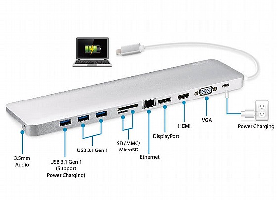 ���� ����� ����� ������  ATEN UH3234 USB Type-c Multiport Dock with Power Pass-Through