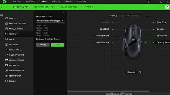 ���� ������ RAZER BASILISK X HYPERSPEE
